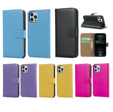Étui portefeuille pour iPhone 15 14 13 12 Mini, en Cuir, Jaune Noir Violet Coque, używany na sprzedaż  Wysyłka do Poland