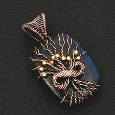 Pingente de fio de cobre pedra preciosa labradorita Tree Of Life 1,84" AP-32371, usado comprar usado  Enviando para Brazil