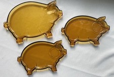 Tiara vintage Indiana vidro âmbar prato de porco e dois pratos de lanche (sem xícaras) comprar usado  Enviando para Brazil