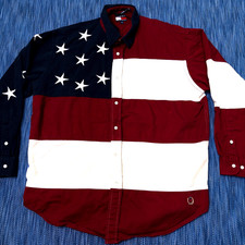 Camisa masculina vintage Tommy Hilfiger bandeira americana grande bordada estrelas EUA 90s comprar usado  Enviando para Brazil