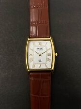 RARO Relógio Masculino de Quartzo Vintage Seiko Slim Tonneau Tank Caixa de Ouro comprar usado  Enviando para Brazil