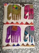 Cobertor de algodão Kantha feito à mão indiano lance cama de solteiro elefante floral comprar usado  Enviando para Brazil