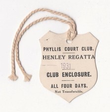 Usado, 1931 HENLEY REGATTA BADGE - Phyllis Court Club, gabinete - para LADY MADELEY comprar usado  Enviando para Brazil
