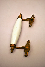 Puxador de gaveta vintage branco cabo de porcelana suportes de latão design decorativo ornamentado comprar usado  Enviando para Brazil