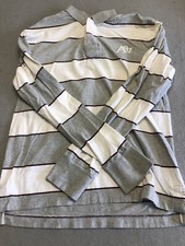Usado, Camisa polo masculina Aeropostale listrada cinza/branco média manga longa gola comprar usado  Enviando para Brazil