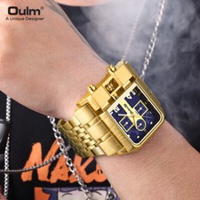 Relógio social elegante OULM ouro aço inoxidável com data e 3 submostradores de decoração comprar usado  Enviando para Brazil