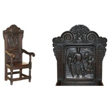 IMPORTANTE POLTRONA ANTIGA 1615 DATADA ESCULPIDA À MÃO RICHARD THE LIONHEART TRONE comprar usado  Enviando para Brazil
