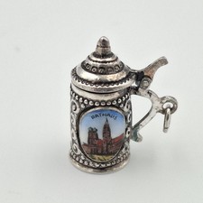 Pingente Berloque Vintage 800 Prata Alemã SF Rathaus Munchen Abertura Cerveja Stein comprar usado  Enviando para Brazil
