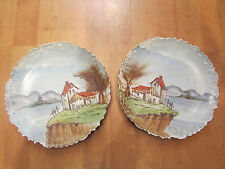 2 Antiguas Platos Ranas Porcelana Pintada Decoración Casa Borde De Lago comprar usado  Enviando para Brazil