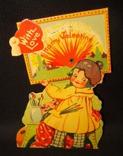 Cartão mecânico vintage EUA menina pintora cavalo pintor dia dos namorados, usado comprar usado  Enviando para Brazil