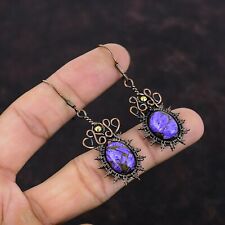 Brincos femininos de cobre com gota/pingente de fio Charoite 2,36" comprar usado  Enviando para Brazil