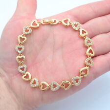 Pulseira feminina folheada a ouro amarelo 18K topázio gravura a laser corações de amor comprar usado  Enviando para Brazil