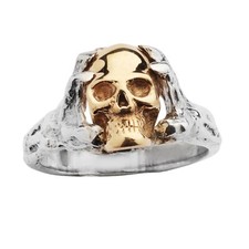 Anel caveira masculino ou feminino de prata esterlina com caveira de ouro 14k EUA TT comprar usado  Enviando para Brazil