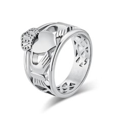 ANEL CELTA CLADDAGH 15mm banda de aço inoxidável com nós celtas na lateral comprar usado  Enviando para Brazil