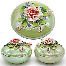 Frascos de porcelana vintage rosa barbotine majólica cômoda bugigangas Cottagecore comprar usado  Enviando para Brazil