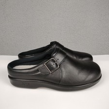 Usado, Mocassim feminino tamanco SAS tamanho 8,5 WW duplo largo mulas de couro preto comprar usado  Enviando para Brazil
