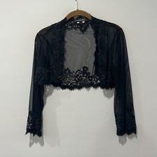 TADASHI SHOJI Malha Transparente Renda Shrug Feminino 6 Preto Coquetel Whimsigoth Romântico comprar usado TADASHI SHOJI Malha Transparente Renda Shrug Feminino 6 Preto Coquetel Whimsigoth Romântico comprar usado  Enviando para Brazil