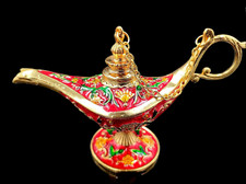 Requintado abajur mágico Cloisonne vermelho esculpido à mão Aladdin comprar usado  Enviando para Brazil