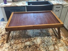 Antiga bandeja dobrável para café da manhã madeira para servir cama de colo ajustável TV lanche mesa para laptop comprar usado  Enviando para Brazil