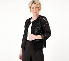 Suéter feminino Susan Graver tamanho P ocasiões crochê manga de renda preto comprar usado  Enviando para Brazil