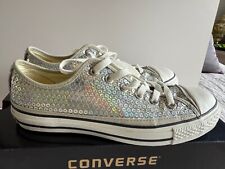 Converse Chuck Taylor All-Star CT Lantejoulas OX Prata Tamanho 8.5 Usado Uma Vez com Caixa!! comprar usado  Enviando para Brazil
