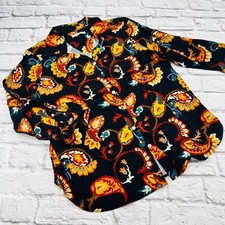 Blusa Chico's Paisley manga comprida com botões preta multicolorida tamanho 1.5, usado comprar usado  Enviando para Brazil