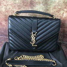 Authentic Yves Saint Laurent black goat pattern gold buckle shoulder bag comprar usado  Enviando para Brazil