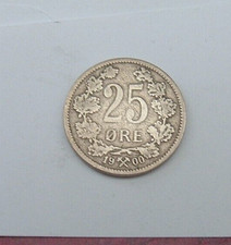 Noruega - Norge Oscar II.  1900 prata (0,600) 25 minérios finos KM# 360 comprar usado  Enviando para Brazil