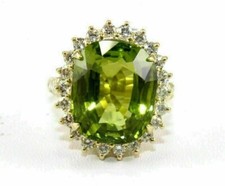 Anel de noivado de ouro amarelo sólido 14K com peridoto natural e diamante 7,54 quilates comprar usado  Enviando para Brazil