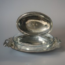 Bandeja de servir prato prata vintage Godinger com prato de vidro Marinex e tampa 19,5" comprar usado Bandeja de servir prato prata vintage Godinger com prato de vidro Marinex e tampa 19,5" comprar usado  Enviando para Brazil