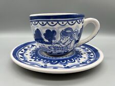 Utensilios de cocina holandeses Delfts Blond Amsterdam azul taza y platillo bicicletas segunda mano  Embacar hacia Argentina