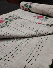 Colcha floral indiana Kantha capa de sofá algodão macio acolchoado kantha boho hippie, usado comprar usado  Enviando para Brazil
