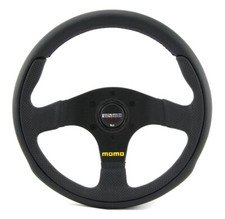 Używany, Momo Skórzana kierownica sportowa Team 30 300mm czarna black steering wheel volante na sprzedaż  Wysyłka do Poland