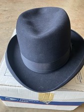 Chapéu Homburg Stetson Royal DeLuxe St Regis, pele azul marinho, tamanho 7 3/8, década de 1940-50 comprar usado  Enviando para Brazil