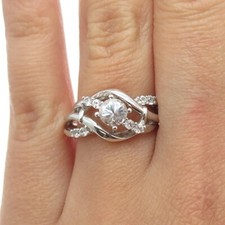 Anel feminino deslumbrante de diamante simulado corte redondo folheado a ouro branco 14k, usado comprar usado  Enviando para Brazil
