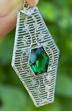 Pingente de filigrana folheado a ródio pasta verde antiga Art Deco comprar usado  Enviando para Brazil