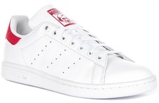 Adidas Stan Smith Tennis Pelle Ragazzi Unisex Sportivo IN Bianco Rosa UK 3 - 7 na sprzedaż  Wysyłka do Poland
