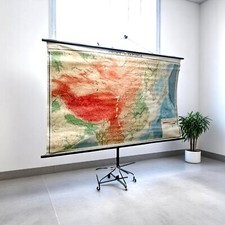 Vintage 1971 China and Japan School Wall Map Large Educational Cold War Chart na sprzedaż  PL