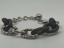 Pulseira Brighton prata e madeira com fecho de coração elo robusto boho chique comprar usado  Enviando para Brazil