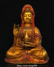 Assento pintura bronze antigo 15,7" Kwan-yin Guanyin Quan Yin vaso estátua comprar usado  Enviando para Brazil
