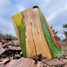 Piękna, zielono-żółta deska drewniana do serwowania 100% handmade na sprzedaż  PL
