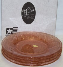 4 PRATOS DE JANTAR VINTAGE TIARA ROSA PÊSSEGO VIDRO SANDUÍCHE Estado perfeito na caixa comprar usado  Enviando para Brazil