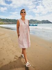 Vestido de linho Faherty Isha novo em folha listra rosa Cinque Terre sem mangas $168 comprar usado  Enviando para Brazil
