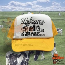 Chapéu caminhoneiro agrícola engraçado vintage retrô amarelo malha boné de corda comprar usado  Enviando para Brazil