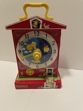 Vintage Fisher Price Music Box Zegar dydaktyczny przetestowany i działa  na sprzedaż  Wysyłka do Poland