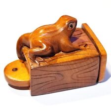 Y8207 - 2" buxo esculpido à mão Netsuke - Lindo sapo na gaveta comprar usado  Enviando para Brazil