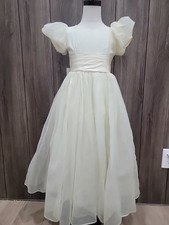 Vestido infantil feminino vintage off white transparente organza mangas compridas/puffs  comprar usado  Enviando para Brazil