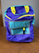 Mochila escolar retrô vintage anos 80 anos 90 colorblock amarela roxa azul-petróleo comprar usado  Enviando para Brazil