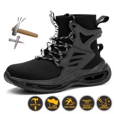 Usado, Botas masculinas de segurança no trabalho biqueira de aço tênis anti-perfuração preto indestrutível comprar usado  Enviando para Brazil