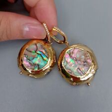 Pendientes ásperos de abulón turmalina abulón cáscara pendientes moda joyería regalo segunda mano  Embacar hacia Mexico